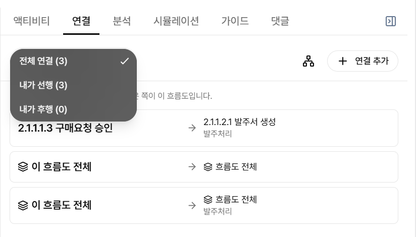 흐름도 연결 탭
