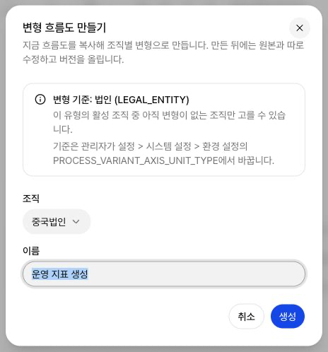 변형 만들기 창